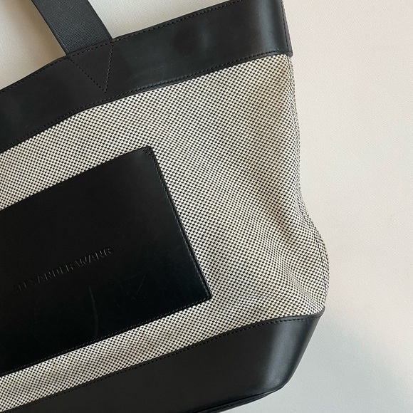 ALEXANDER WANG Black Canvas Leather Tote Bag large - Picture 4 of 10